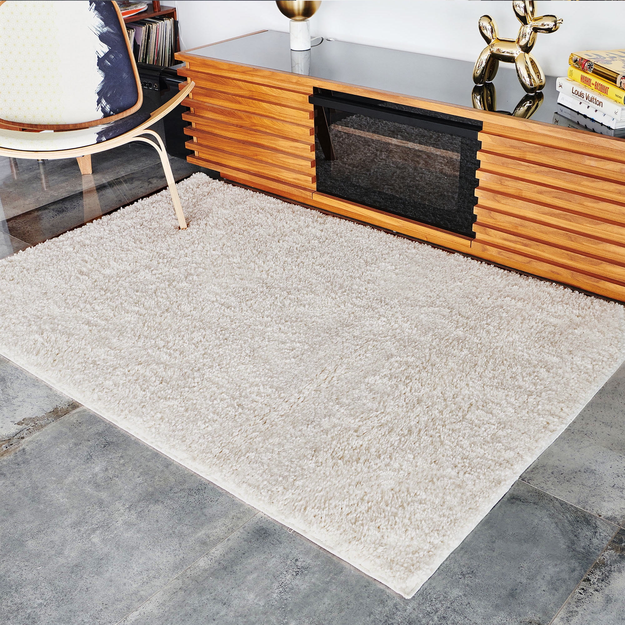 BELLEZE Parma Large Fuzzy Thick Area Rug, Modern Indoor Shaggy Plush ...