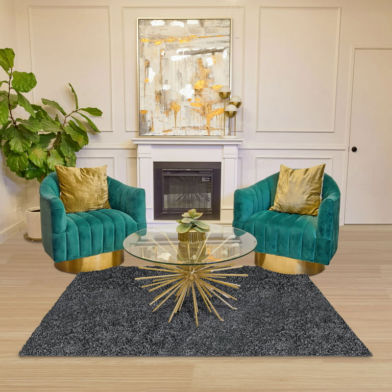Soft Plush Faux Fur Area Rug 4x6 Feet, Luxury Modern Rugs Rectangular Fuzzy  Carpet for Bedroom, Living room, Kids Room, Black
