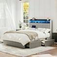 thumbnail image 1 of BELLEZE Queen Bed Frame with 4 Drawers, Storage Headboard & Charging Station, Bed Frame with LED Lights, Platform Bed Frame Queen Size with Storage, No Box Spring Needed - Cove (Grey), 1 of 7