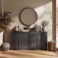 thumbnail image 1 of BELLEZE Set of 2 Modern Buffet Cabinets (63" Wide)-Large Sideboard Credenza with Arched Doors-Seamless Hidden Storage Console for Dining Room & Living Area-Ebony, 1 of 7