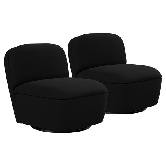 BELLEZE Set of 2 Modern Upholstered Swivel Accent Chair with Hidden Storage, 360° Rotating Chair, Easy Assembly Compact Chair for Living Room, Bedroom, Office, Space-Saving Design - Black