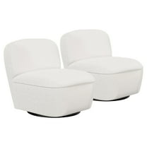 BELLEZE Set of 2 Modern Upholstered Swivel Accent Chair with Hidden Storage, 360° Rotating Chair, Easy Assembly Compact Chair for Living Room, Bedroom, Office, Space-Saving Design - White