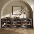 thumbnail image 1 of BELLEZE Set of 3 Modular Sideboard with Arched Glass Door, Accent Display Buffet Cabinet with Storage and Adjustable Shelves,Classic Modern Credenza for Dining Room Living Room Entryway  (Ebony), 1 of 7