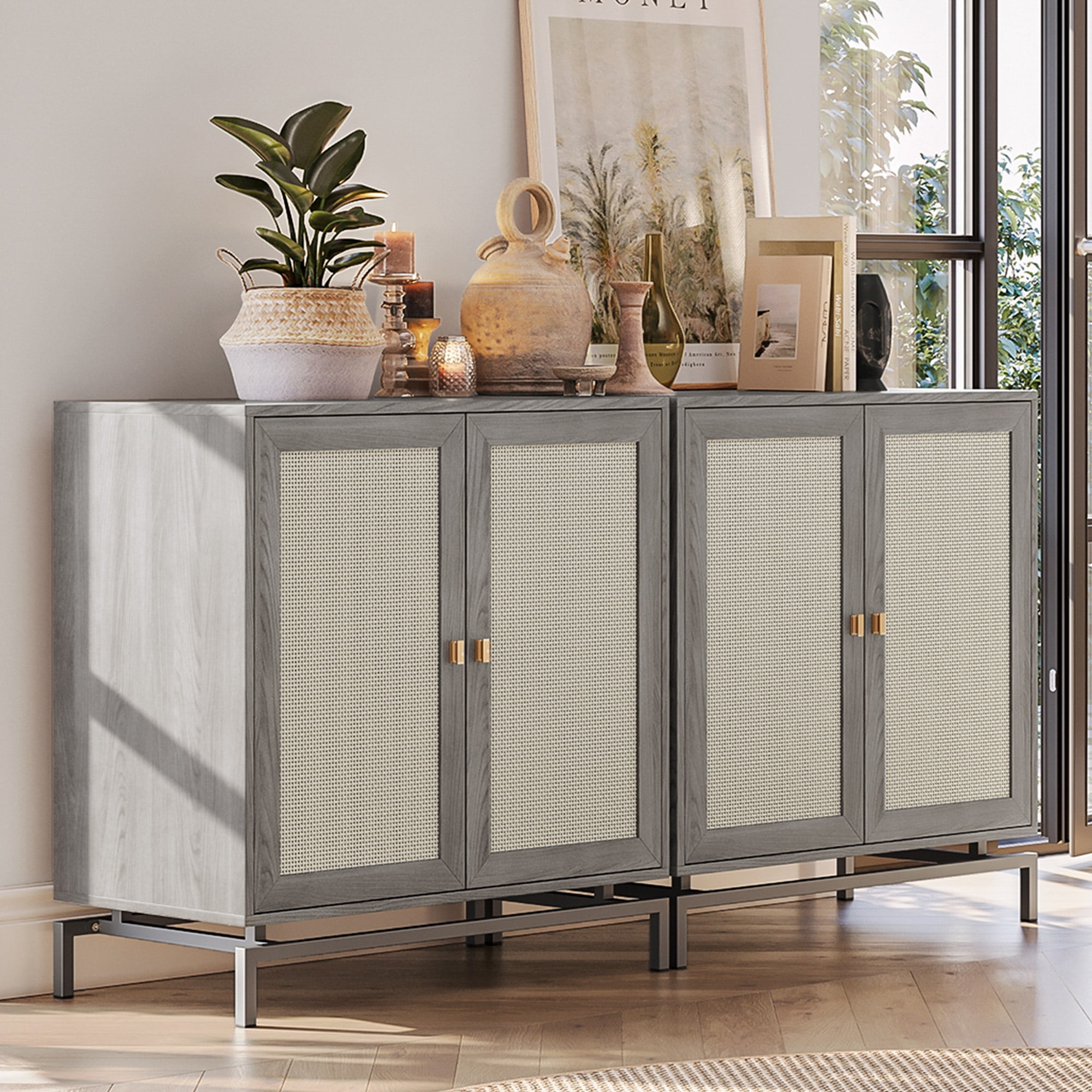 BELLEZE Beistelltisch Mit Schubladen & Schränken – Sideboard 160x40x82 Cm, Dunkles Walnuss, Modernes Design