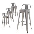 thumbnail image 1 of BELLEZE Set of 4, 30Inch Seat Height Metal Dining Chairs Bar Stool With Low Backrest, Counter Height Stool, Gunmetal, 1 of 7