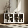 thumbnail image 1 of BELLEZE Sideboard Buffet Cabinet, Modern Wood Glass-Buffet-Sideboard with Storage, Console Table for Kitchen, Dinning Room, Living Room, Hallway, or Entrance - Brixston (White), 1 of 7