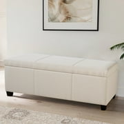 BELLEZE Storage Ottoman Bench Footstool - Amherst Beige