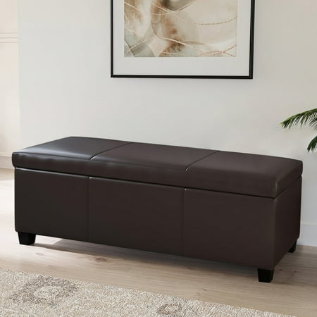 BELLEZE Storage Ottoman Bench Footstool - Amherst (Brown)