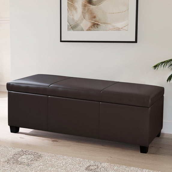 BELLEZE Storage Ottoman Bench Footstool - Amherst (Brown)