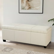 BELLEZE Storage Ottoman Bench Footstool - Amherst Cream