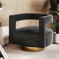 thumbnail image 1 of BELLEZE Swivel Accent Chair, Modern Barrel Chair Comfy Velvet Curved Back Round Chair with Gold Base Wood Frame, 360 Degree Swivel Club Armchair for Living Room, Bedroom, Office - Crown Chair (Black), 1 of 7