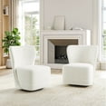 thumbnail image 1 of BELLEZE Swivel Accent Chairs Set of 2, Modern Upholstered 360° Swivel Barrel Chairs Comfy Small Club Chairs for Nursery, Hotel, Bedroom, Office, Lounge - Cortona (White), 1 of 7