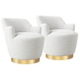 thumbnail image 1 of BELLEZE Swivel Barrel Chair, Modern Round Velvet Swivel Accent Chair, Curved Backrest 360° Swivel Single Sofa Armchair, Comfy Swivel Accent Chair for Living Room Bedroom [Set of 2] - Masa (White), 1 of 7