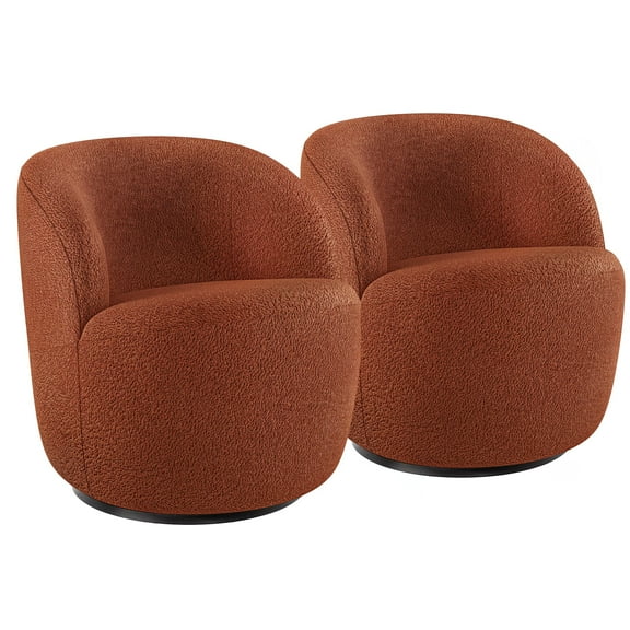 BELLEZE Swivel Barrel Chair, Velvet Modern Round Swivel Accent Chair, 360° Upholstered Swivel Single Sofa Armchair, Comfy Swivel Accent Chair for Living Room Bedroom [Set of 2] - Slate (Brick)