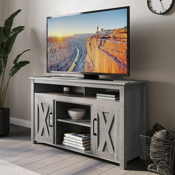BELLEZE TV Stand Media Entertainment Center Console - Corin (Gray Wash)