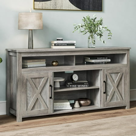 BELLEZE TV Stand Media Entertainment Center Console - Corin (Gray Wash)