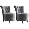 thumbnail image 1 of BELLEZE Throne Royal Chair Set of 2, Button-Tufted Accent Chair, Upholstered Velvet Chair, Low Back Armless Chair with Thick Padding and Rubberwood Legs - Malik (Grey), 1 of 7