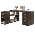 thumbnail image 1 of BELLEZE Trition L Shaped Computer Desk Home Office Corner Desk With Open Shelves And Drawers, Dark Walnut, 1 of 7