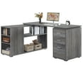 thumbnail image 1 of BELLEZE Trition L Shaped Computer Desk Home Office Corner Desk With Open Shelves And Drawers, Gray Wash, 1 of 7