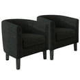 thumbnail image 1 of BELLEZE Living Room Chairs Set of 2, Teddy Polyester Accent Chairs Barrel Round Club Tub Sofa Chairs for Bedroom, Corner Chairs with Flared Legs and Plush Cushion - Highland (Black), 1 of 6