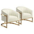 thumbnail image 1 of BELLEZE Upholstered Accent Chair, Modern Velvet Barrel Chair Comfy Lounge Room Chair Arm Chair with Gold Stainless Base for Living Room Bedroom [Set of 2] - Alfred (Cream), 1 of 7