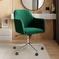 thumbnail image 1 of BELLEZE Upholstered Velvet Home Office Desk Chair with Swivel Wheels and Adjustable Height, Rolling Vanity Armchair - Alayah (Green), 1 of 7