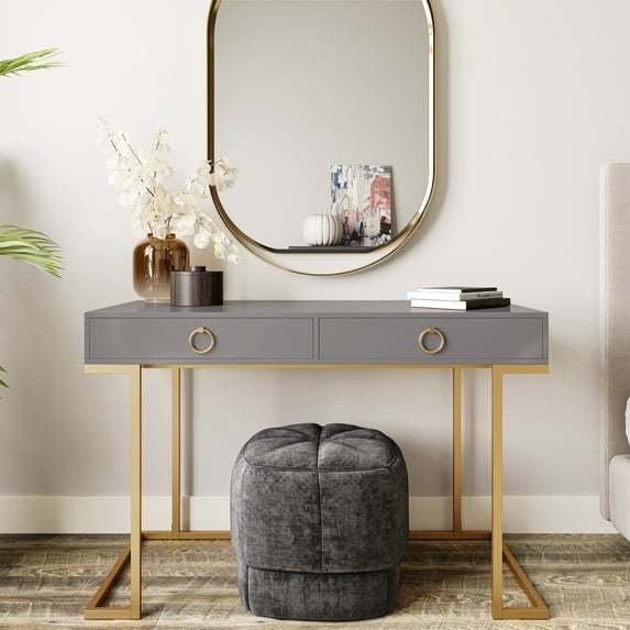 BELLEZE Vanity Table, Home Office Computer Desk - Chelsea (Gray)