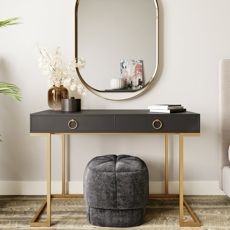 BELLEZE Vanity Table Home Office Computer Desk Chelsea Matt Black