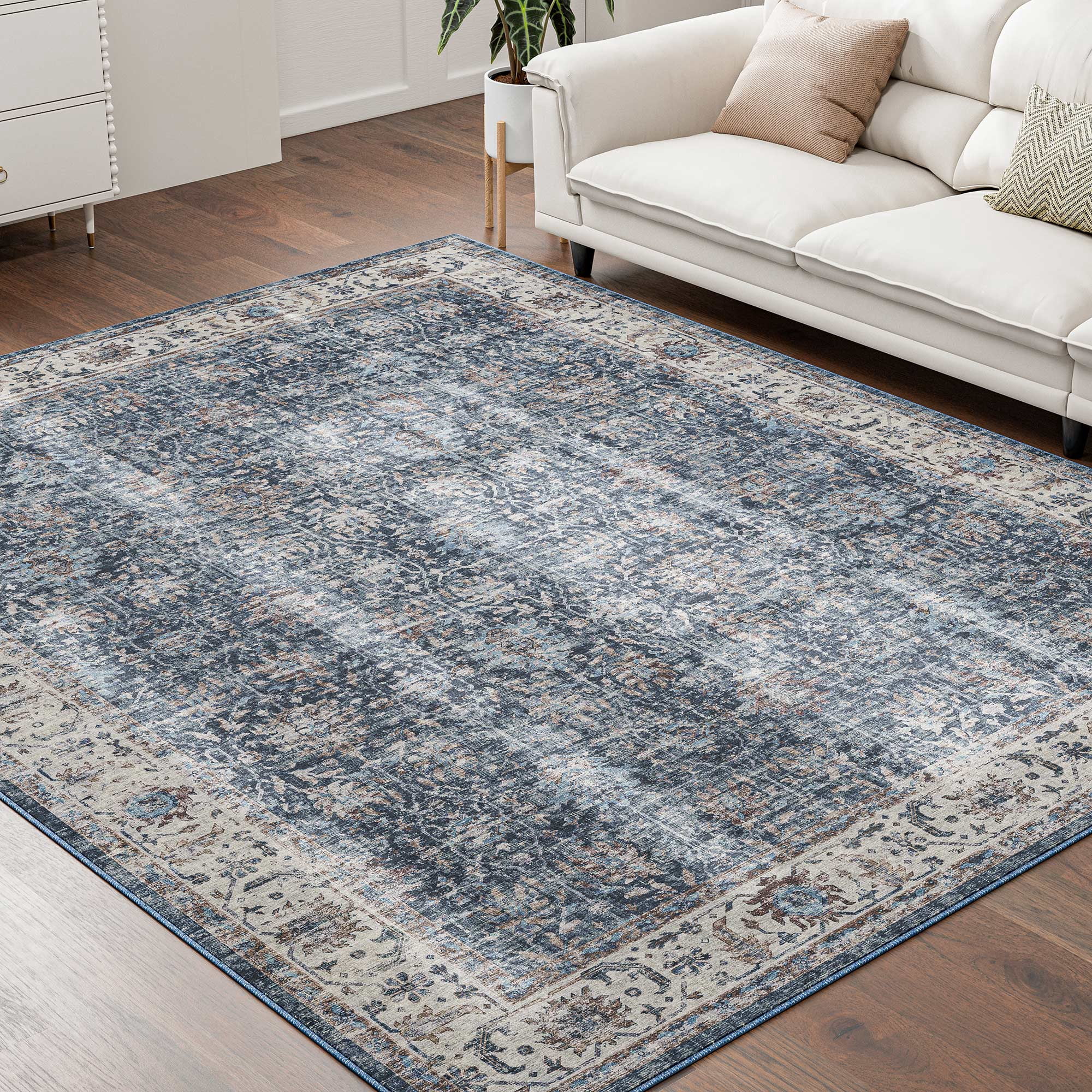 Cleanable Rugs BELLEZE Boho Large Washable Rug, 8'x10' Non-Slip, Pet-Friendly, Machine ...