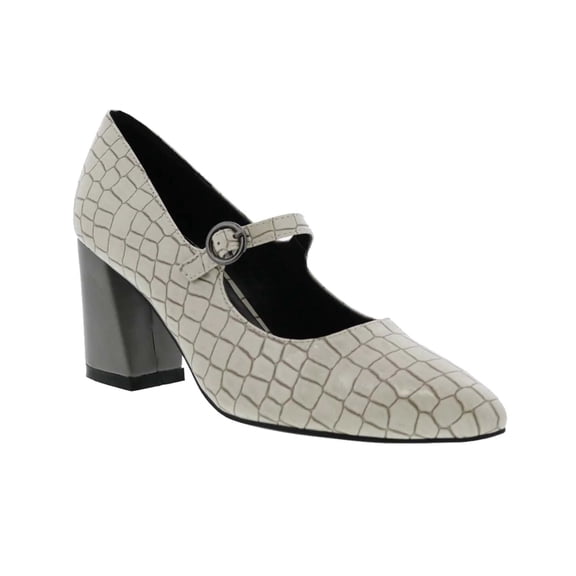Bellini Vex Women Mary Jane Pump In White Grey Croc Combo