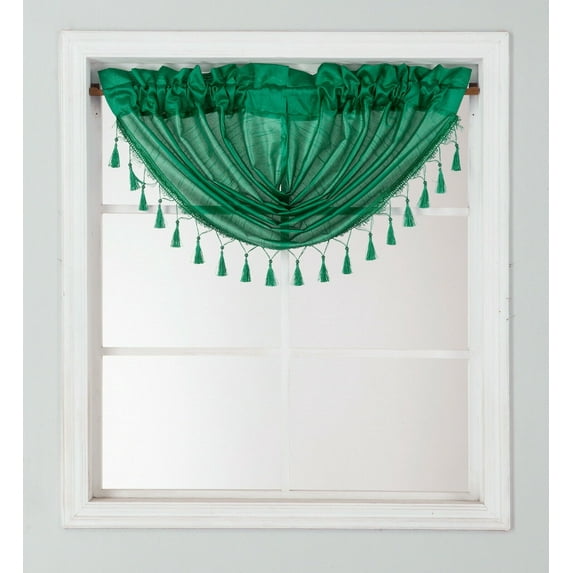 BELLISHED WINDOW SEMI SHEER WATERFALL VALANCE 1 PC JK57 HUNTER SOLID TOP CURTAIN KITCHEN ,NURSERY,BATHROOM ATTIC ,PORCHE SIZE 48" WIDE X 38" LENGTH ROD POCKET