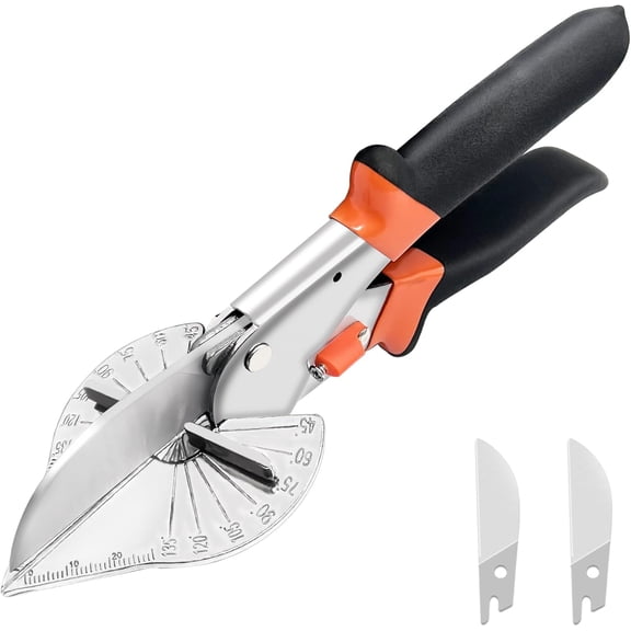 BELLOYON Multi Angle Miter Shear Cutter, Hand Tools for Cutting Soft Wood, Plastic, Moulding Trim, Quarter Round Cutter, Adjustable at 45 To 135 Degree With 2 Spare Blades