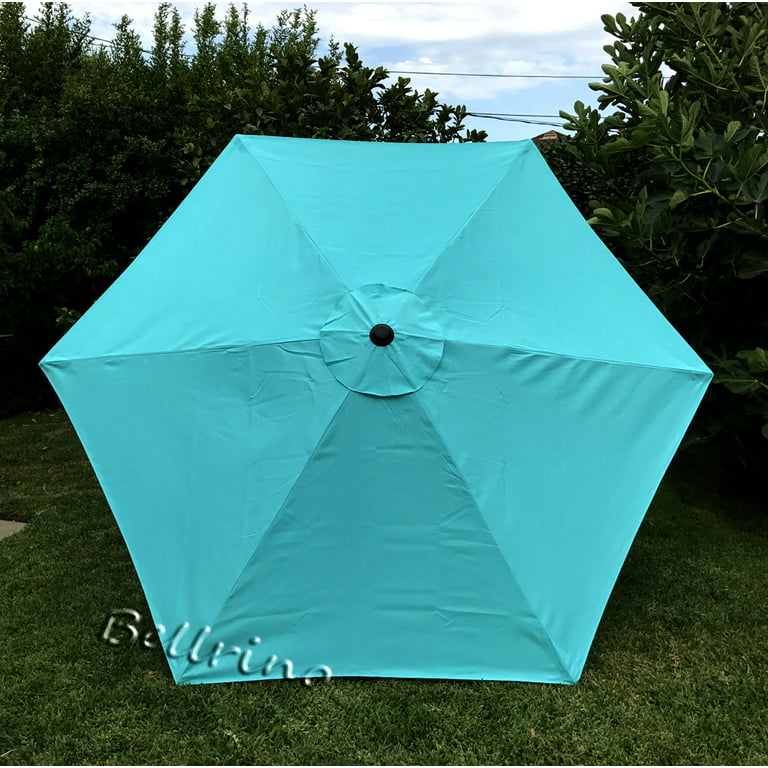 BELLRINO Decor Replacement Strong & Thick Umbrella Canopy for 7.5 ft 6 Ribs  (Canopy Only) - PEACOCK BLUE