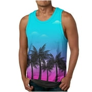 BELLZELY Mens Tank Tops Clearance Casual Fashion Pullover Round Neck Tank TOP Sports Hawaii Sleeveless Tops