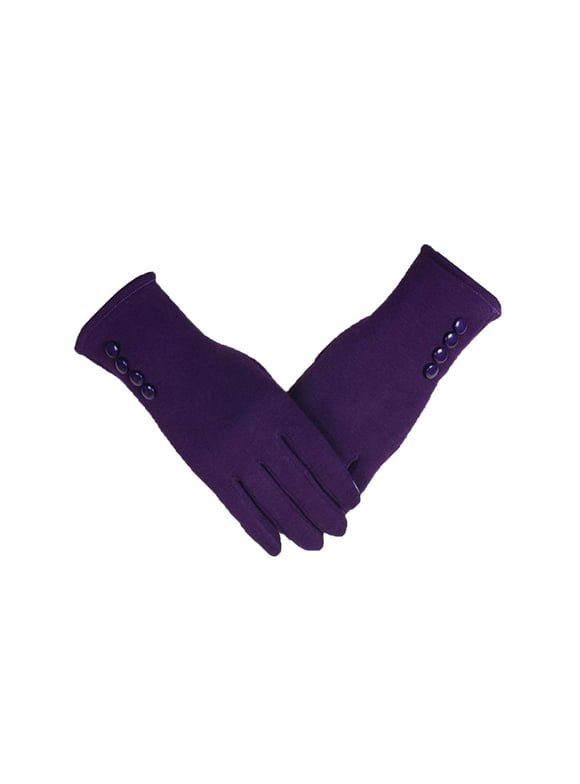 BELLZELY Winter Gloves Clearance Women's Thick Warm Gary Deerskin Velvet Touches Screen Gloves