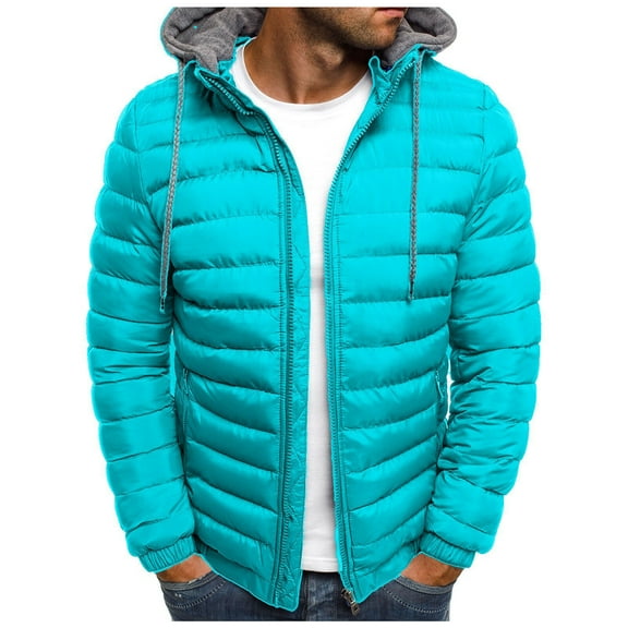 BELLZELY Winter Jackets for Men Men's Solid Color Hooded Jacket Cotton Padded Jacket Trendy Cotton Padded Jacket Men's Warm Cotton Padded Jacket