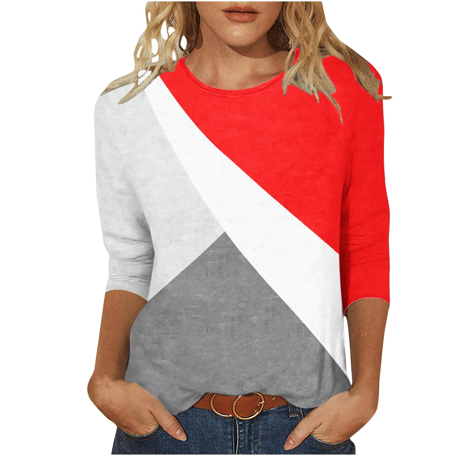 Women's Long Sleeve Oversized T-Shirt - Feather Print Loose Tunic Top, Soft Polyester Casual Crewneck - View #8