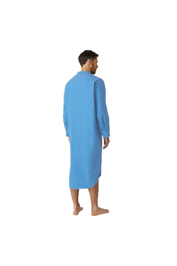 Womens Pajamas Plus Size Men's Long-Sleeved Button-Down Solid Color Printed Shirt Stylish Nightgown