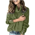 thumbnail image 1 of BELLZELY Womens Tops Plus Size Women's Turtleneck Knitted Jumper Sweater Long Sleeve Elegant Casual Tops, 1 of 9