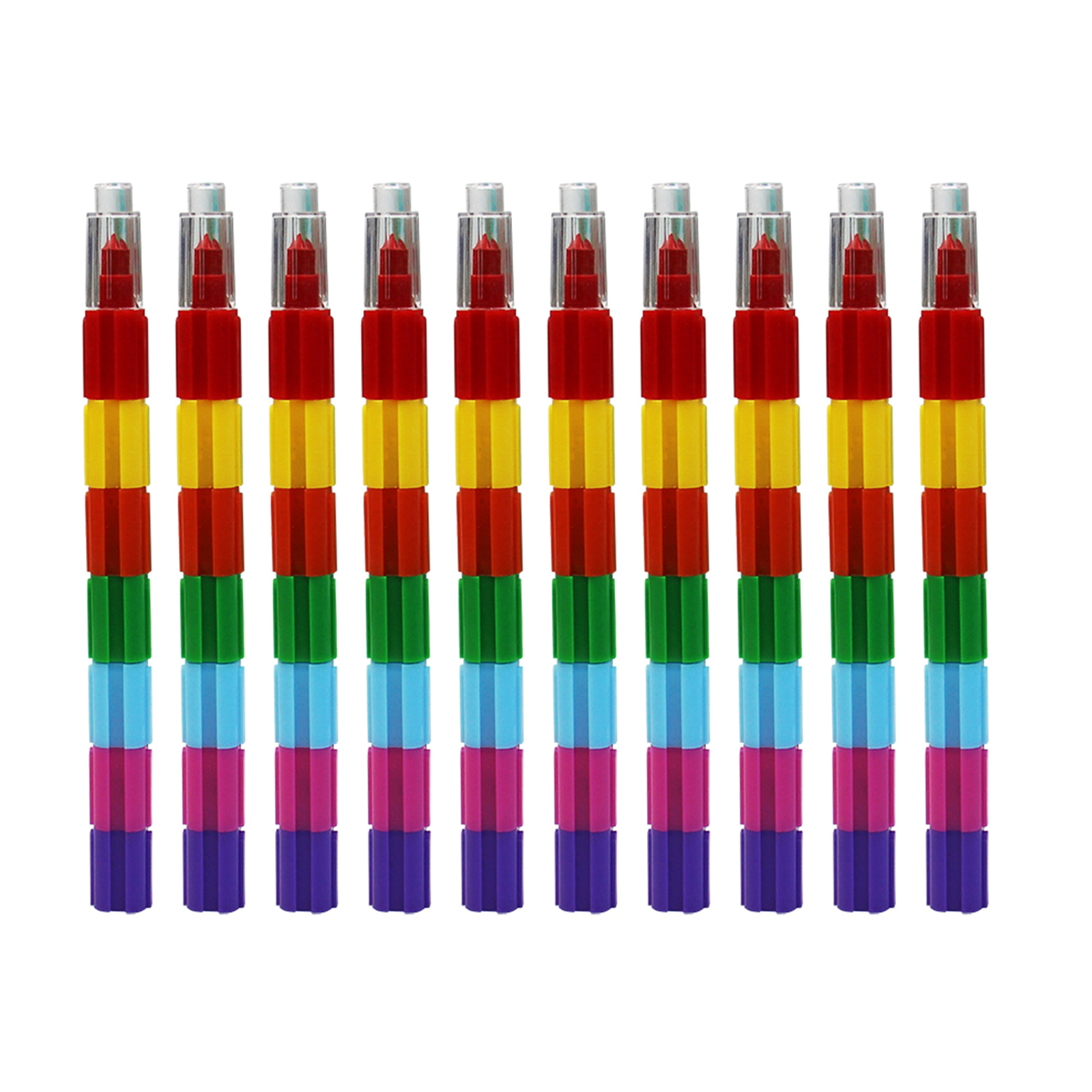 BELOWSYALER 10PCS Stacking Pen for Kid Adult, 10 Color Colorful Crayon ...