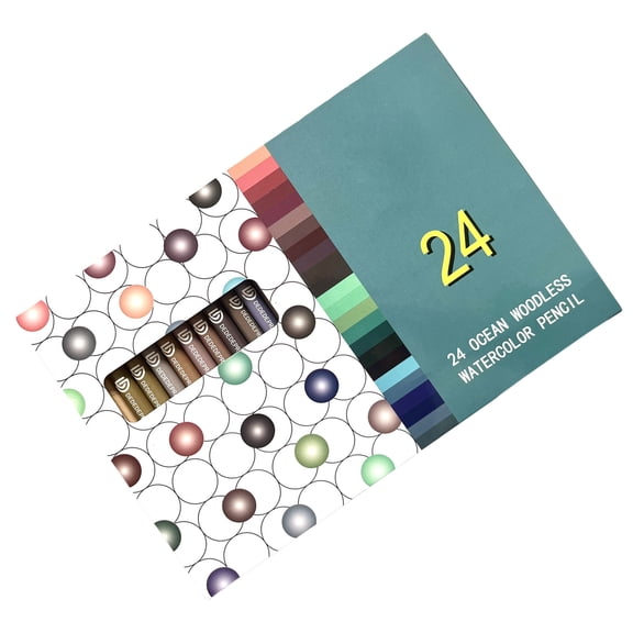 BELOWSYALER 24Pcs Woodless Watercolor Pencil for Artist Student Coloring Painting Journaling 24 Color Water-Soluble Coloring Pencil