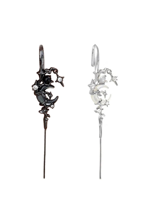 2Pcs Moon Drop Earrings Tassels Earrings Star Pendant Earrings Fashion Ear Jewelry Alloy Texture for Various Occasion