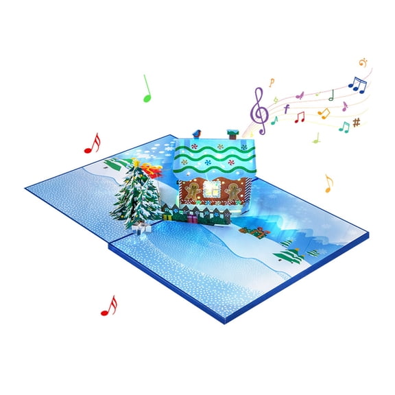 BELOWSYALER 3D Popup Christmas Card with Sound and Light Handmade Foldable Greeting Card with Envelope Handmade Gifts Postcard