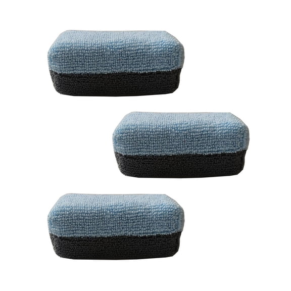 BELOWSYALER 3pcs Double Sided Microfiber Sponges Scratch Frees Application Automotive Pad set for Waxing & Ceramic Coating