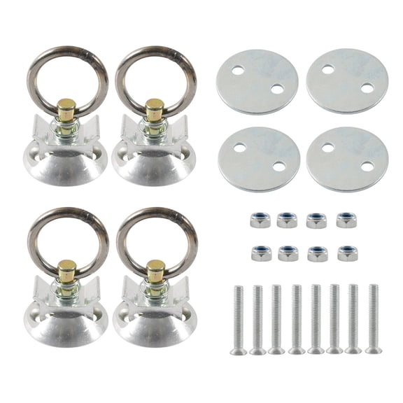BELOWSYALER 4 Sets Round Tie Down Anchors Point Set Tie Down Systems for Truck Beds to Tie Down Snowmobile L Track Tie Down Set