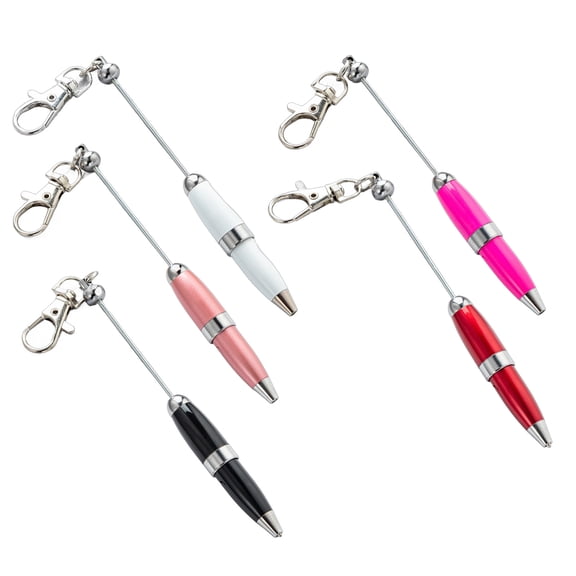 BELOWSYALER 5pcs Beaded Pen Pen Smooth Stationery Pen Metal Writing Pen Beadable Ballpoint Pen for Student
