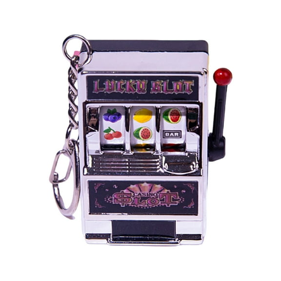 BELOWSYALER Creative Miniature Fruit Slot Handheld Game Key Rings Entertainment Accessory Stylish for Kids and Adults
