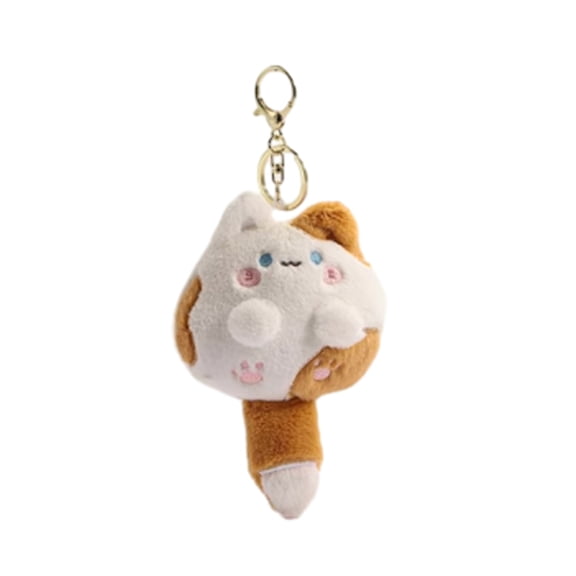 BELOWSYALER Creative Squeaking Cat Pendant Plush Bag Decoration Animal Shapes Keyring Ornament Fluffty Key Rings Bag Accessory