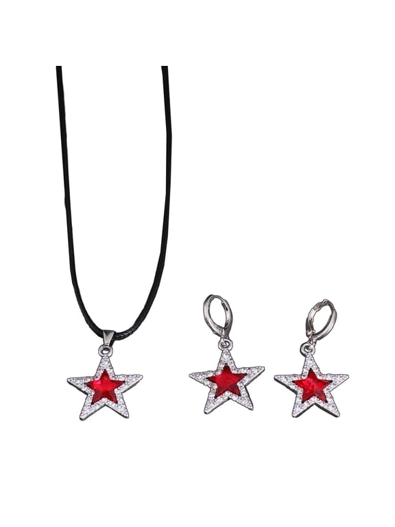 Edgy Gothic Star Pendant Choker Set Fashion Forward Necklace and Earrings with Star Pendant Jewelry for Trendsetters