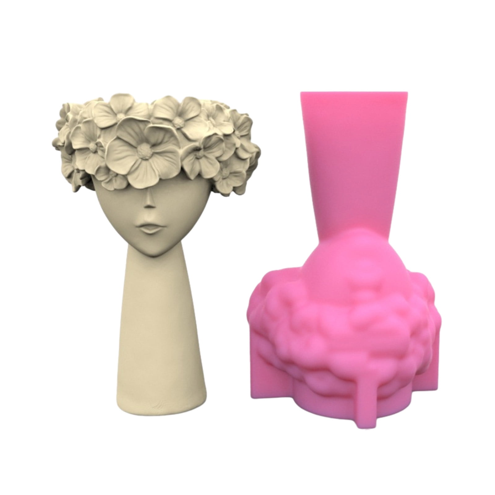 BELOWSYALER Flowerpot Mold 3D Flower Girl Pen Holder Silicone Mould Concrete Plaster Planter Vase Mold Epoxy Resin Molds
